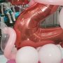 14 Малък балон цифра 50 см на база от балони и 2 букета по 3 балона с хелий -20лв